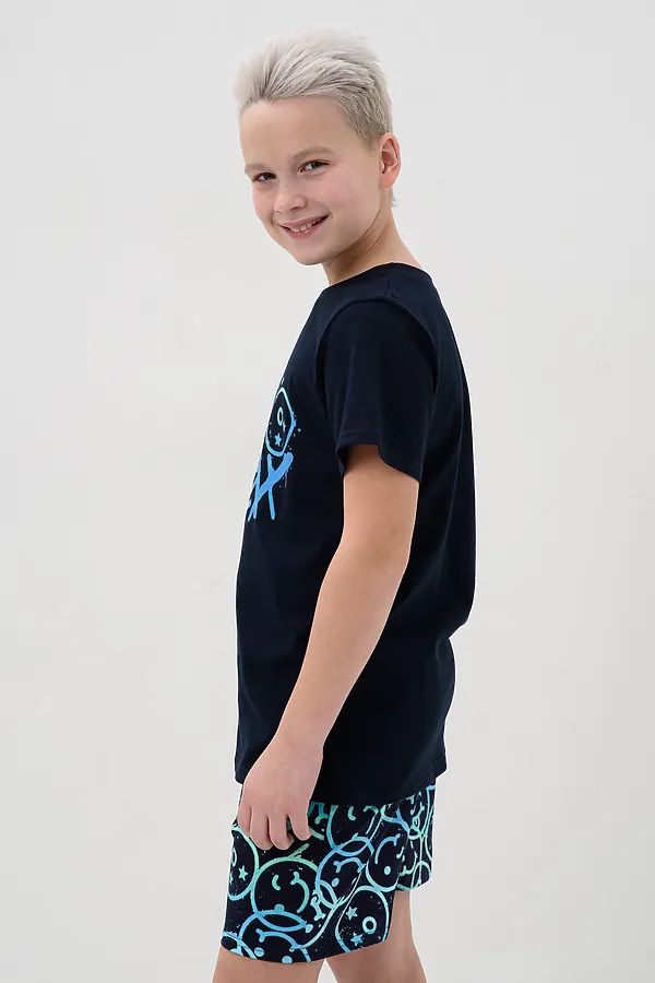 Пижама с брюками Улыбайка длинный рукав НАТАЛИ, темно-синий - фото 2