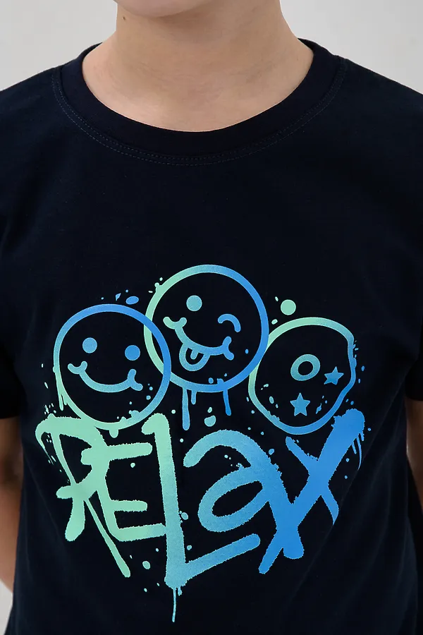 Пижама с брюками Улыбайка длинный рукав НАТАЛИ, темно-синий - фото 2