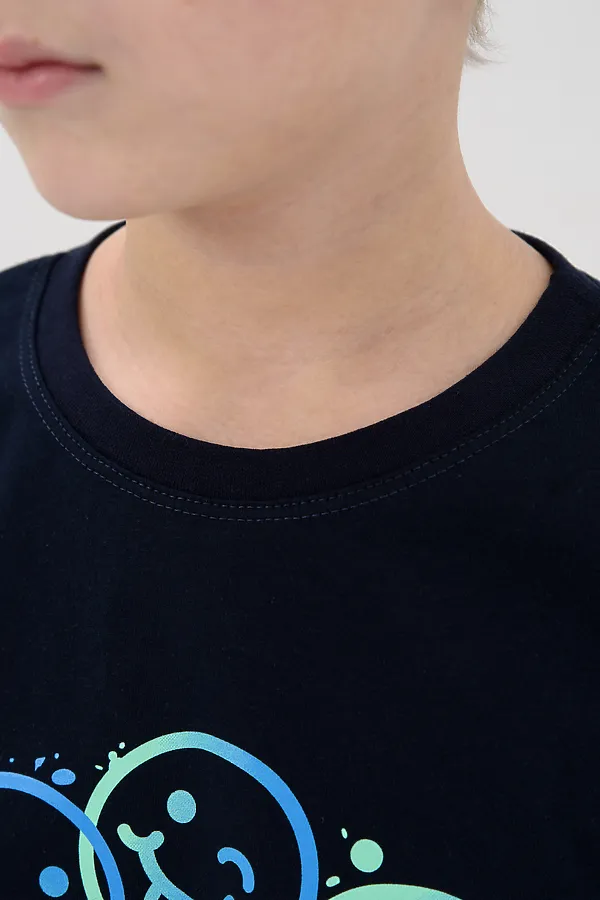 Пижама с брюками Улыбайка длинный рукав НАТАЛИ, темно-синий - фото 2