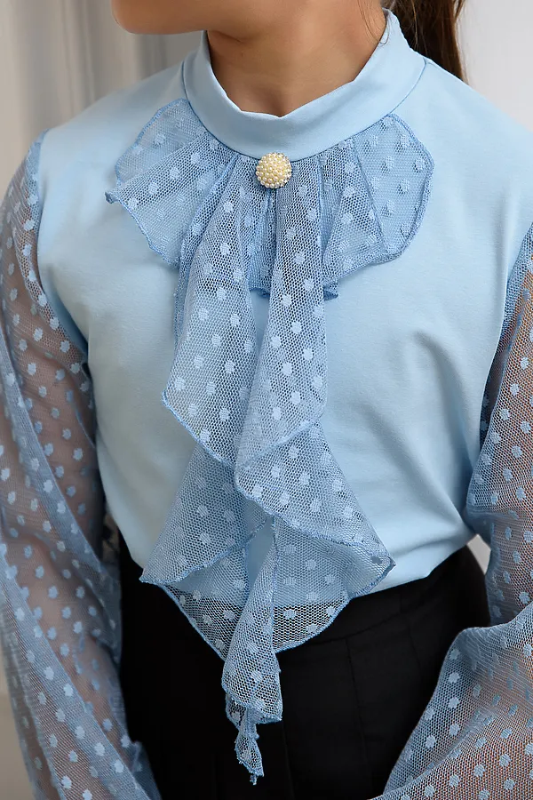 Блузка Олимпия длинный рукав НАТАЛИ, голубой - фото 2