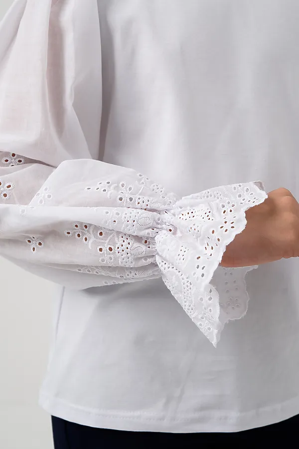 Блузка Евдокия длинный рукав НАТАЛИ, белый - фото 2