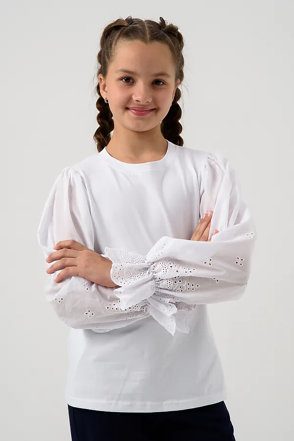 Блузка Евдокия длинный рукав НАТАЛИ, белый - фото 2