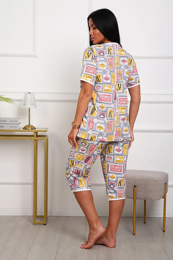 Пижама с бриджами 1096 НАТАЛИ, разноцветные - фото 2