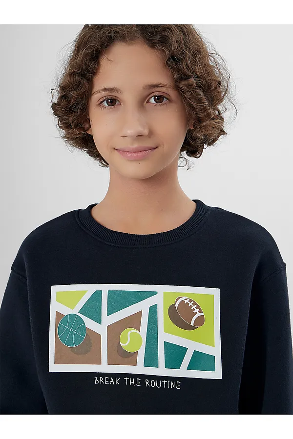 Комплект (Свитшот+Брюки) MARK FORMELLE, неви +зеленый +печать - фото 2