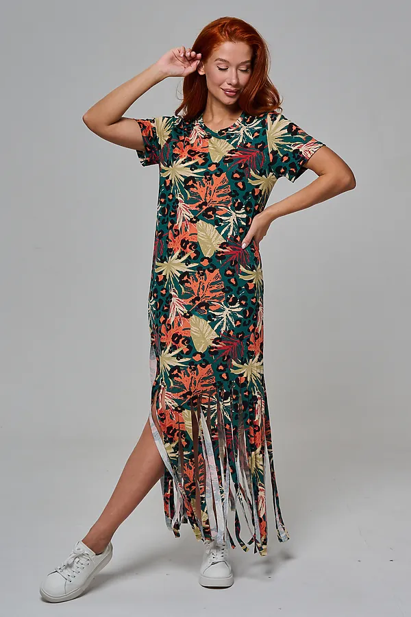 Платье 7480/1 НАТАЛИ, листья на зеленом - фото 2