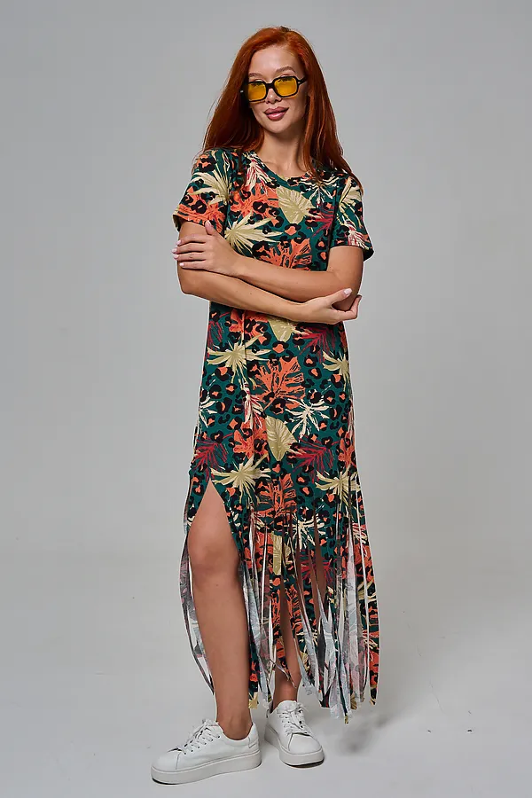 Платье 7480/1 НАТАЛИ, листья на зеленом - фото 2