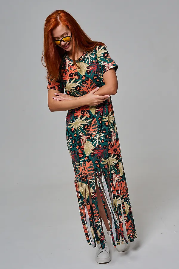 Платье 7480/1 НАТАЛИ, листья на зеленом - фото 2