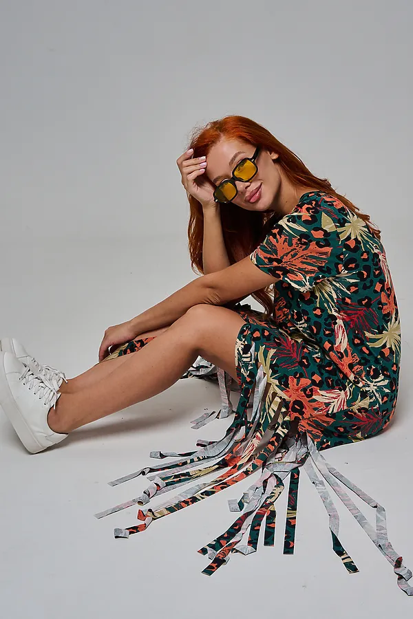 Платье 7480/1 НАТАЛИ, листья на зеленом - фото 2