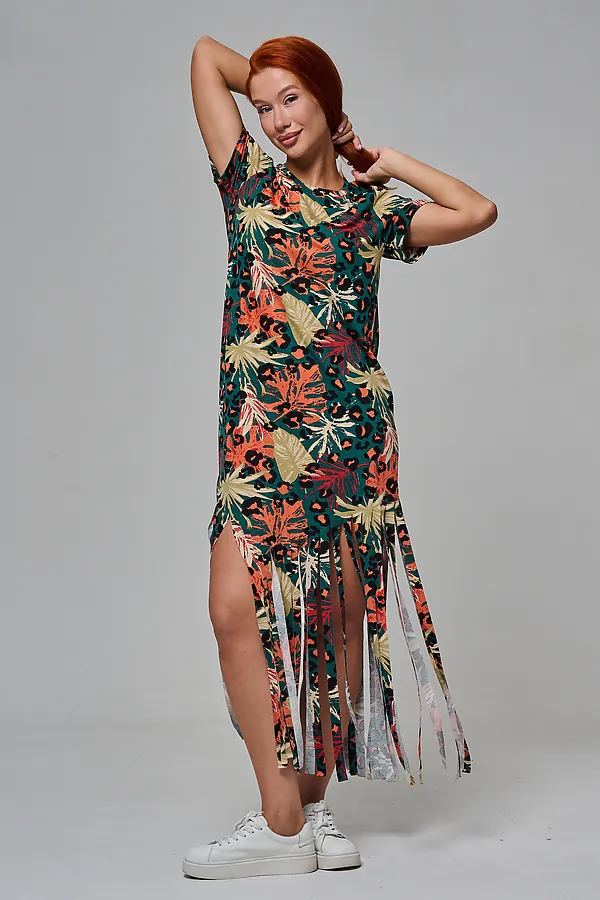 Платье 7480/1 НАТАЛИ, листья на зеленом - фото 2