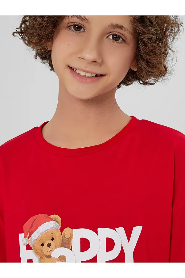 Пижама MARK FORMELLE, красный +праздничные медвежата на синем - фото 2