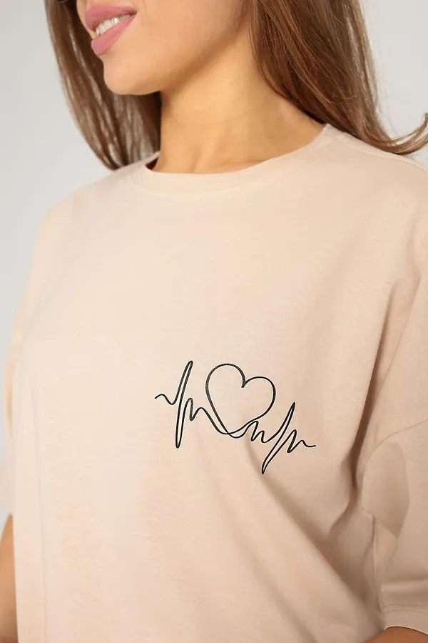 Футболка оверсайз с принтом НАТАЛИ, бежевый - фото 2