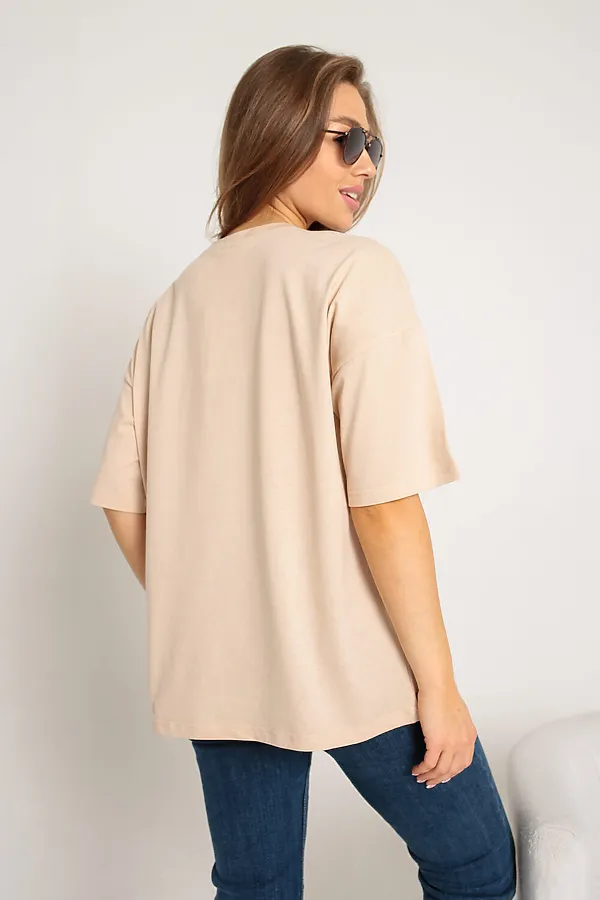 Футболка оверсайз с принтом НАТАЛИ, бежевый - фото 2