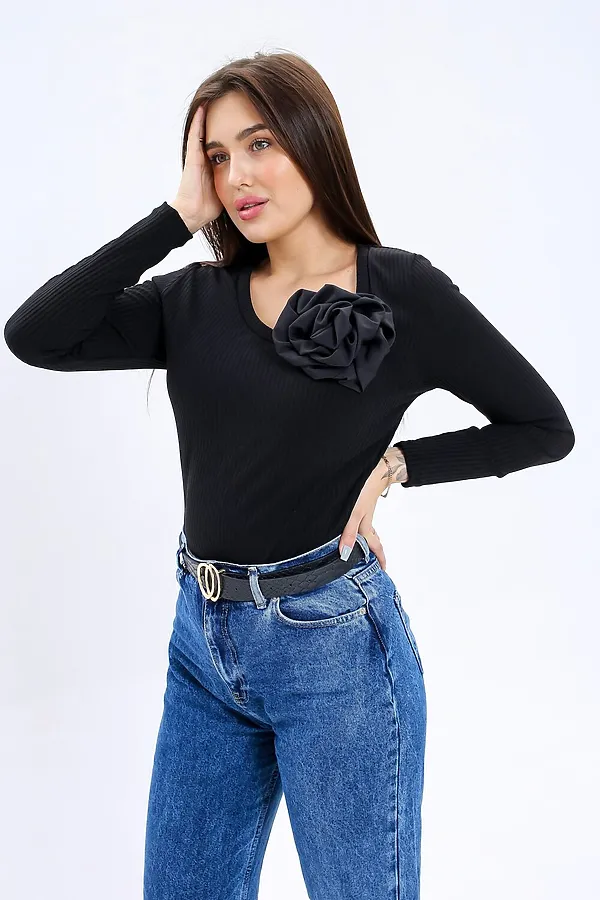 Лонгслив Роза НАТАЛИ, черный - фото 2