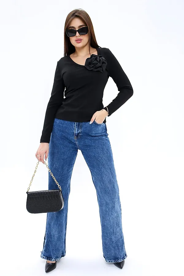 Лонгслив Роза НАТАЛИ, черный - фото 2