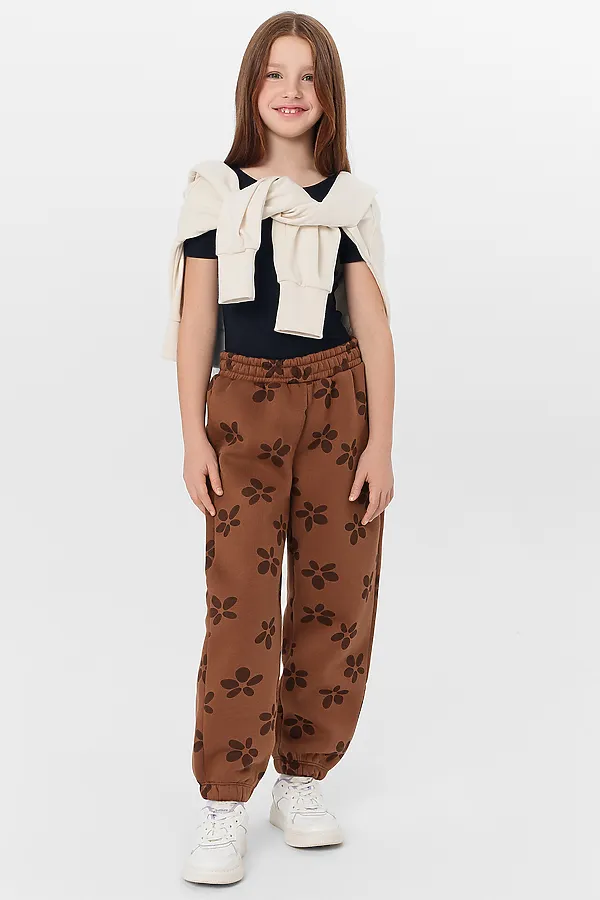 Брюки MARK FORMELLE, цветочки на коричневом - фото 2