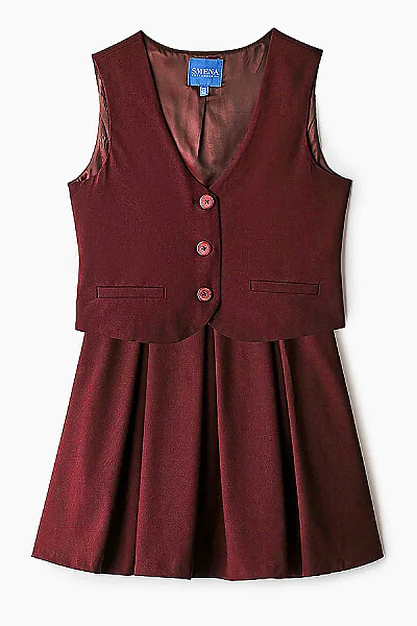 Комплект (Жилет+Юбка) SMENA, бордовый - фото 2