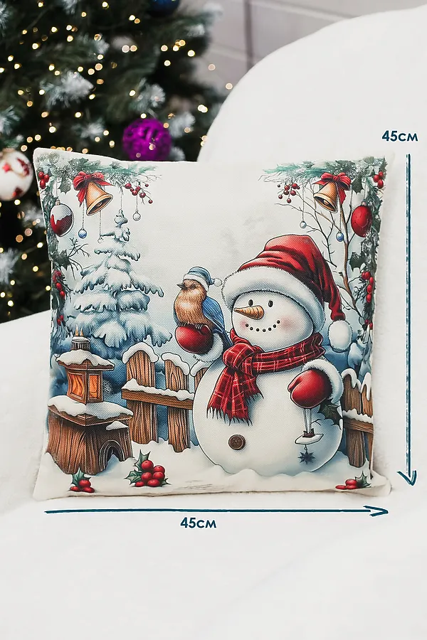 Наволочка декоративная новогодняя 2 шт рогожка НАТАЛИ, деделкаснеговик - фото 2