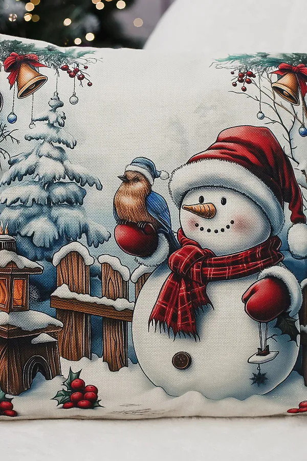 Наволочка декоративная новогодняя 2 шт рогожка НАТАЛИ, деделкаснеговик - фото 2