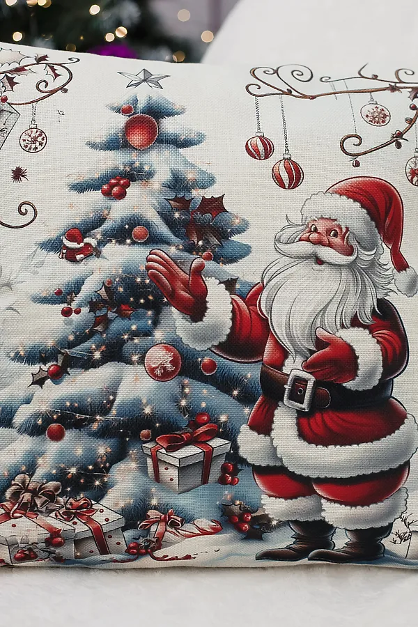 Наволочка декоративная новогодняя 2 шт рогожка НАТАЛИ, деделкаснеговик - фото 2