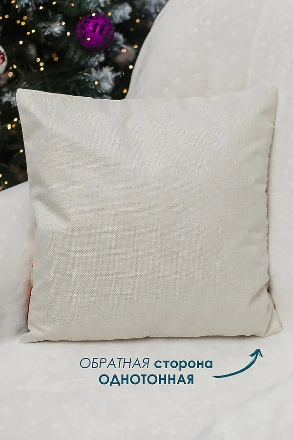 Наволочка декоративная новогодняя 2 шт рогожка НАТАЛИ, оленьшапкаснеговик - фото 2