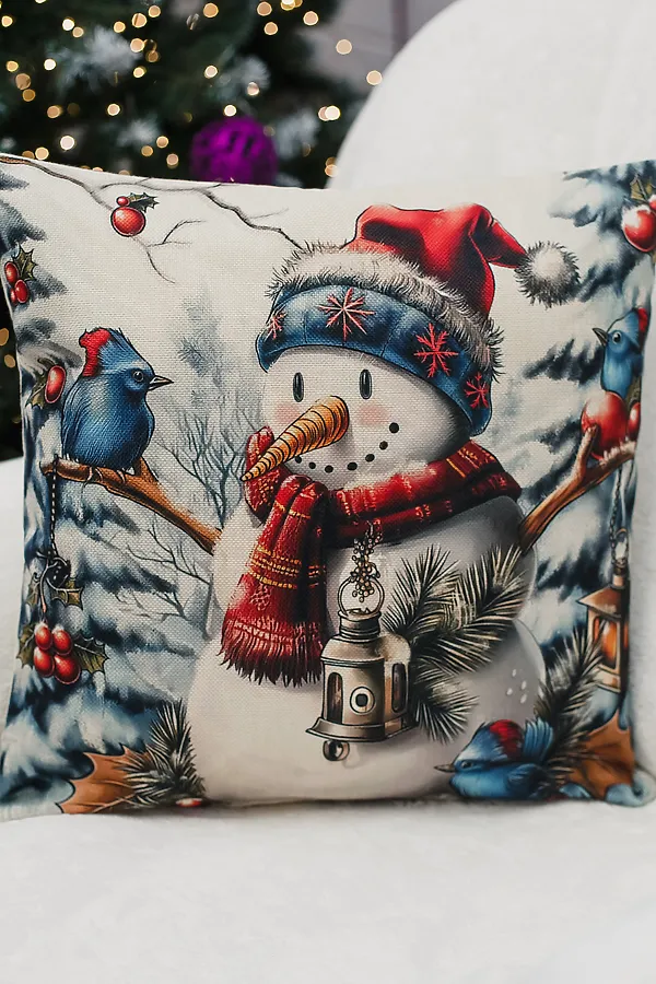 Наволочка декоративная новогодняя 2 шт рогожка НАТАЛИ, оленьфонарьснеговик - фото 2