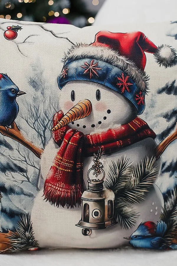Наволочка декоративная новогодняя 2 шт рогожка НАТАЛИ, оленьфонарьснеговик - фото 2