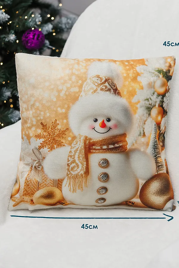Наволочка декоративная новогодняя 2 шт рогожка НАТАЛИ, гномвзолоте - фото 2