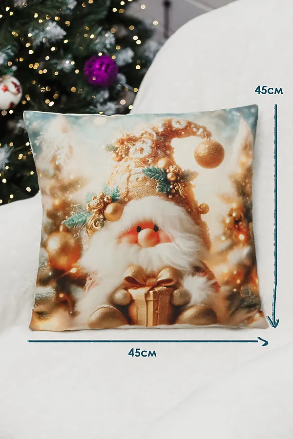 Наволочка декоративная новогодняя 2 шт рогожка НАТАЛИ, гномвзолоте - фото 2