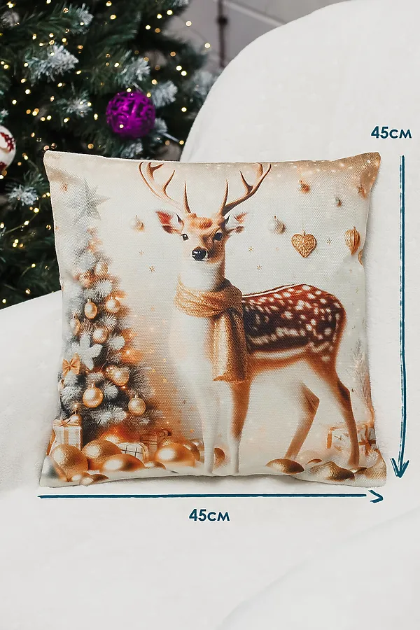 Наволочка декоративная новогодняя 2 шт рогожка НАТАЛИ, домик - фото 2