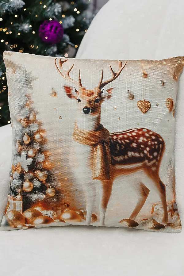 Наволочка декоративная новогодняя 2 шт рогожка НАТАЛИ, домик - фото 2