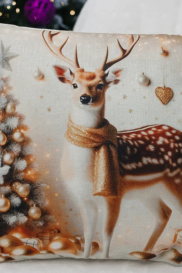 Наволочка декоративная новогодняя 2 шт рогожка НАТАЛИ, домик - фото 2