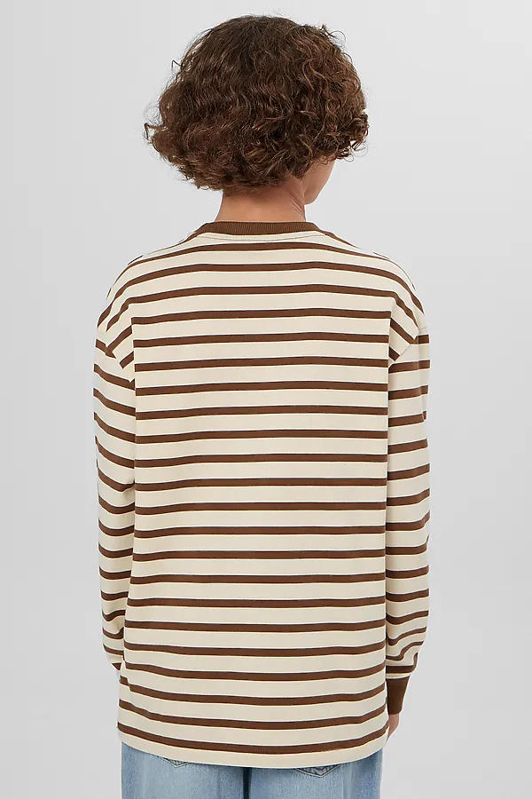 Лонгслив MARK FORMELLE, молочно -коричневая полоска - фото 2