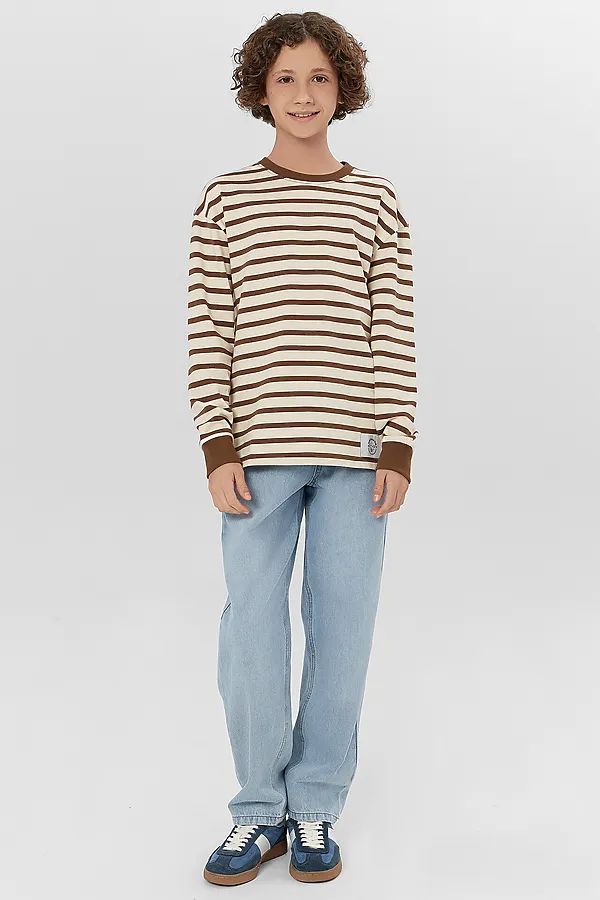 Лонгслив MARK FORMELLE, молочно -коричневая полоска - фото 2