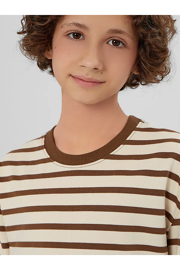 Лонгслив MARK FORMELLE, молочно -коричневая полоска - фото 2