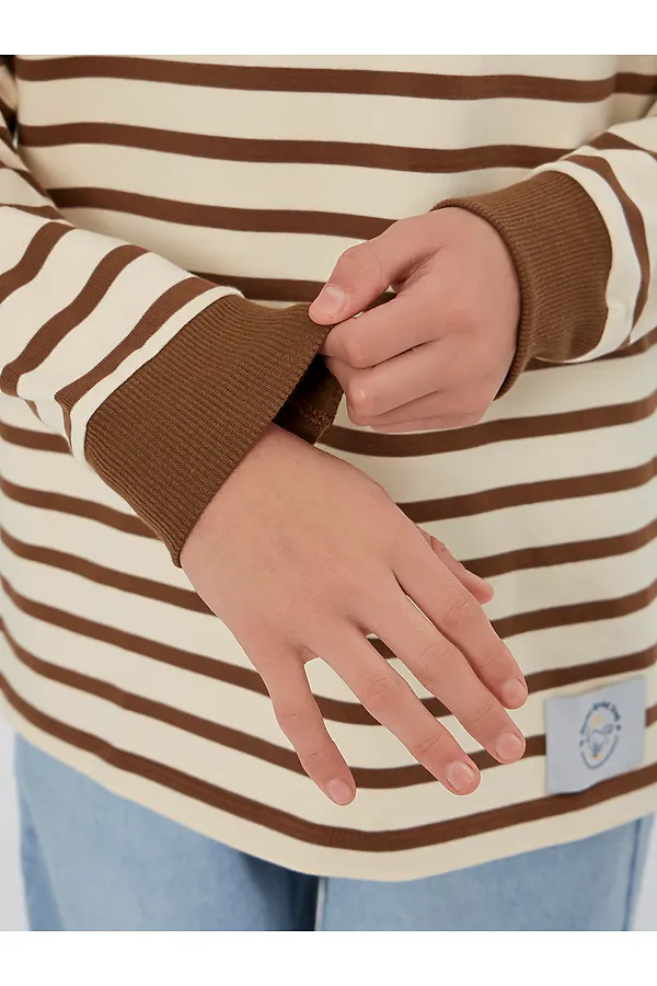 Лонгслив MARK FORMELLE, молочно -коричневая полоска - фото 2