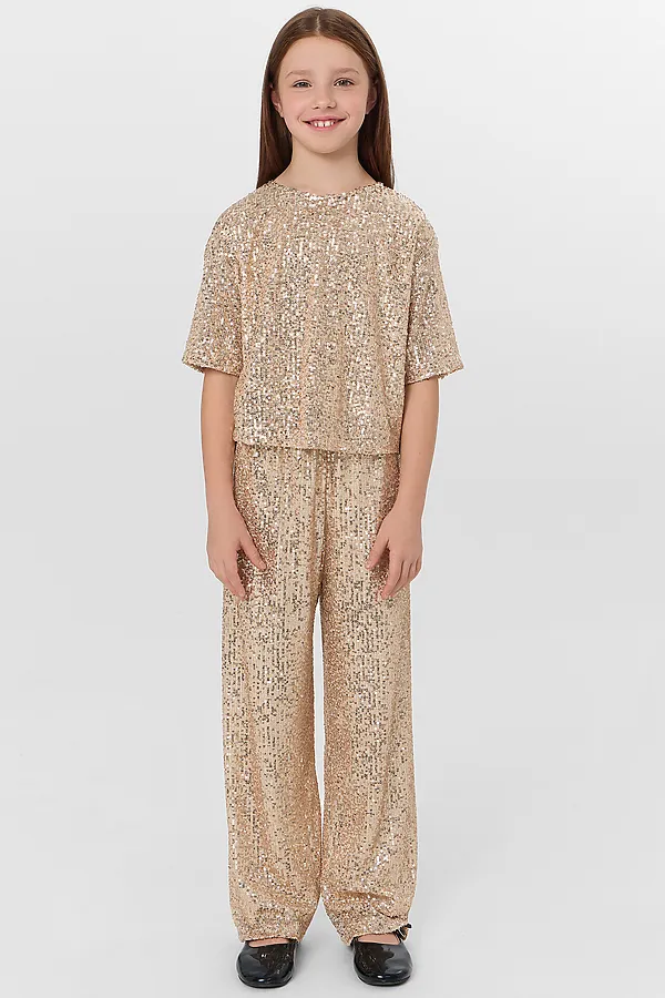 Брюки MARK FORMELLE, золотистые пайетки - фото 2
