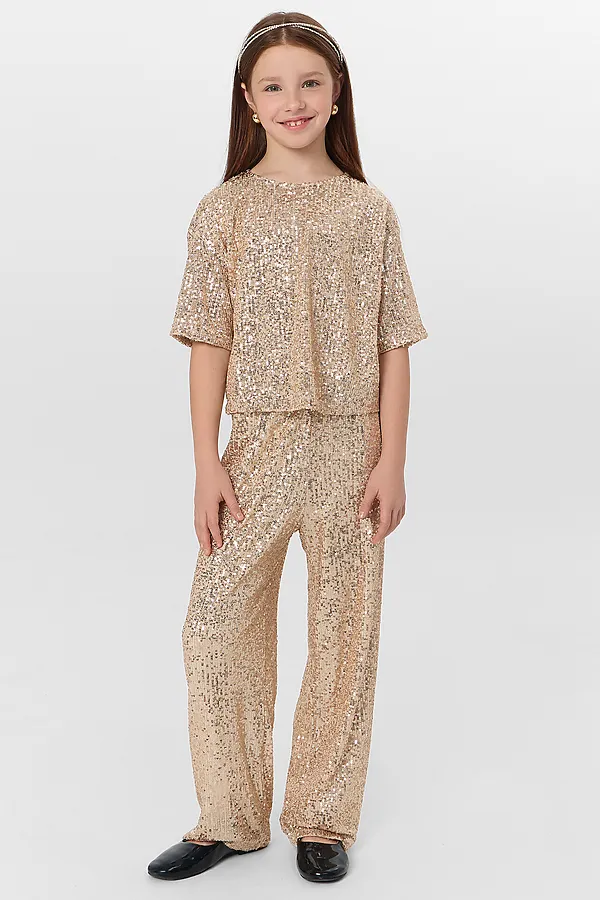Брюки MARK FORMELLE, золотистые пайетки - фото 2