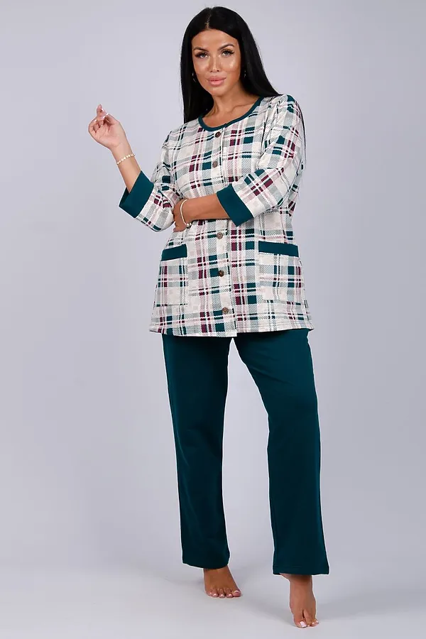 Пижама с брюками Талисман 2 НАТАЛИ, изумруд - фото 2