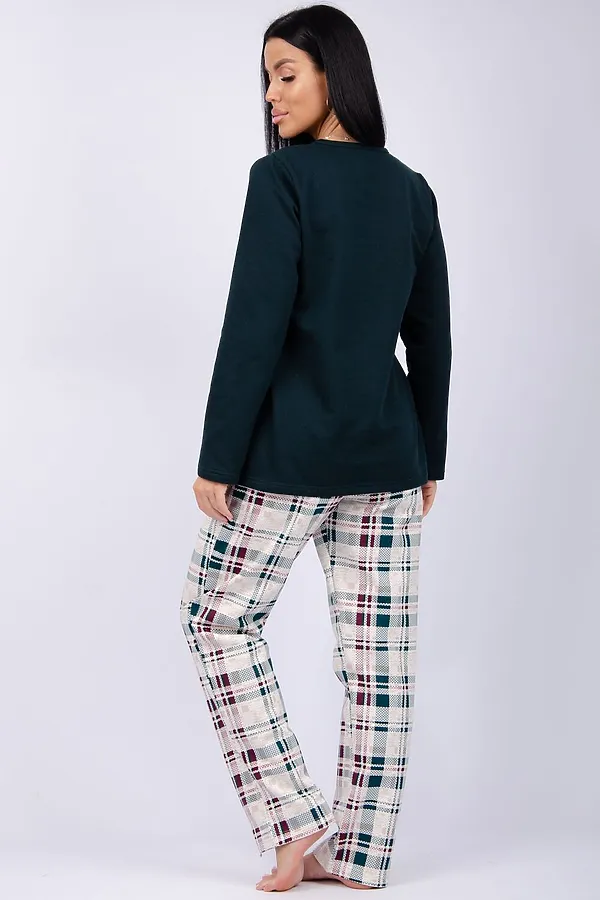 Пижама с брюками Шампань НАТАЛИ, зеленый, беж - фото 2