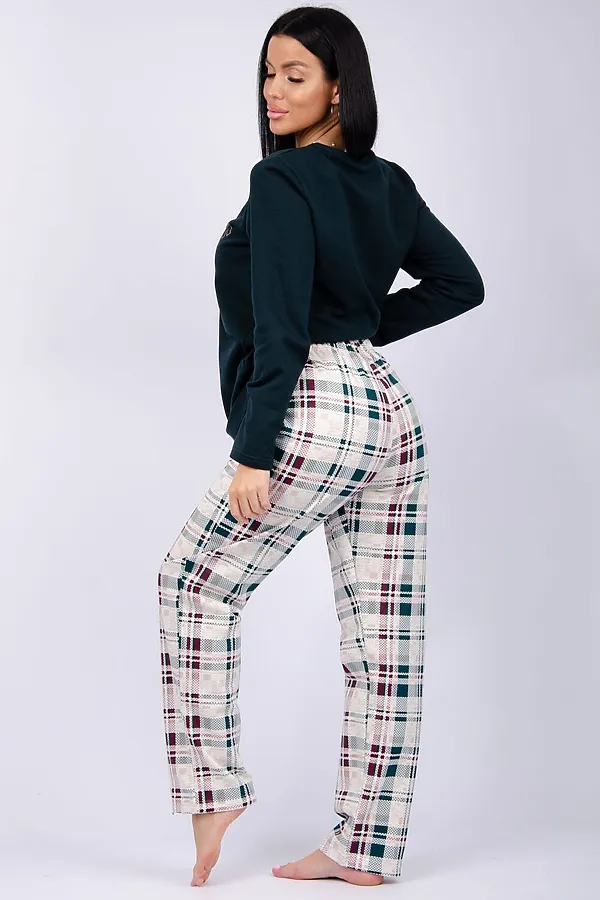 Пижама с брюками Шампань НАТАЛИ, зеленый, беж - фото 2