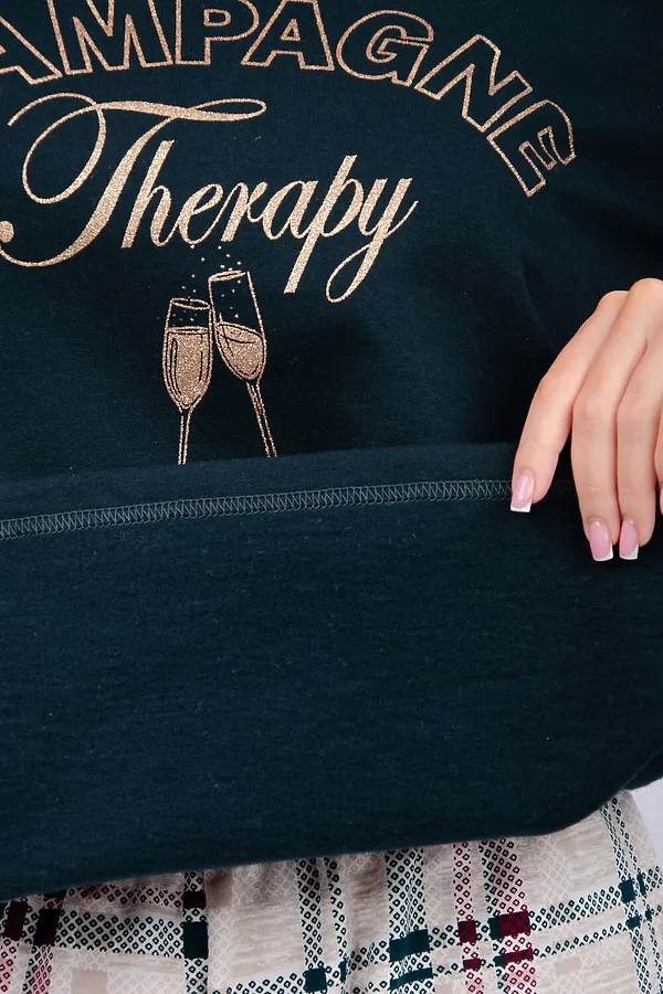 Пижама с брюками Шампань НАТАЛИ, зеленый, беж - фото 2