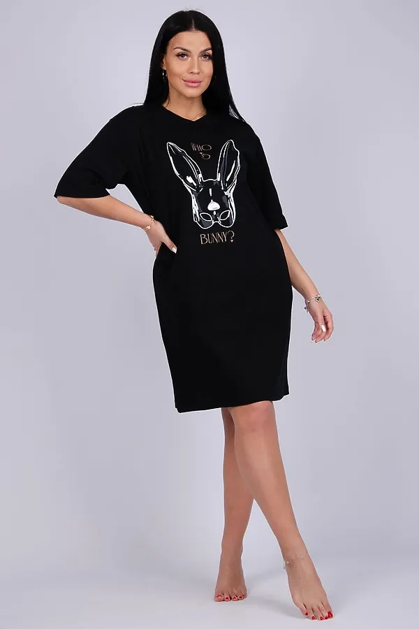 Сорочка Зайка НАТАЛИ, черный - фото 2