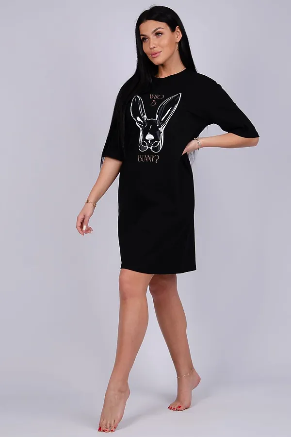 Сорочка Зайка НАТАЛИ, черный - фото 2