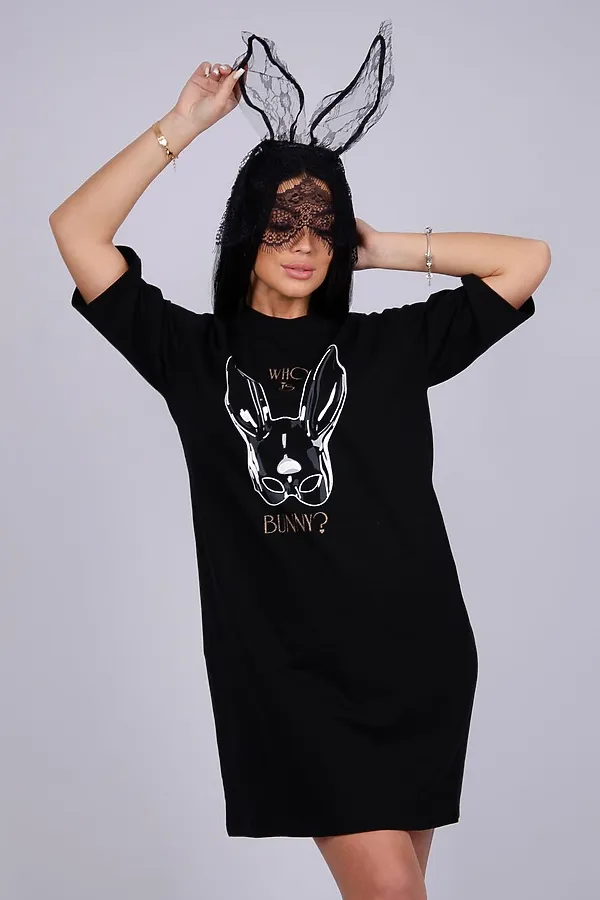 Сорочка Зайка НАТАЛИ, черный - фото 2