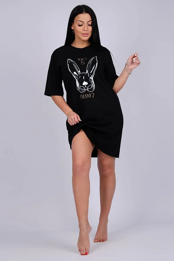 Сорочка Зайка НАТАЛИ, черный - фото 2