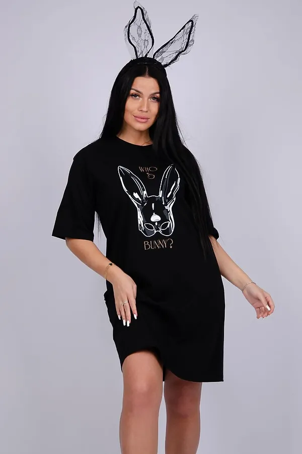 Сорочка Зайка НАТАЛИ, черный - фото 2