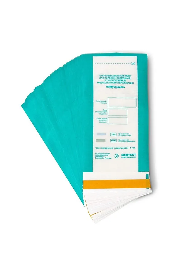 Медтест Пакеты для стерилизации самоклеящиеся комбинированные 60х100 KRISTALLER, зелёный - фото 2