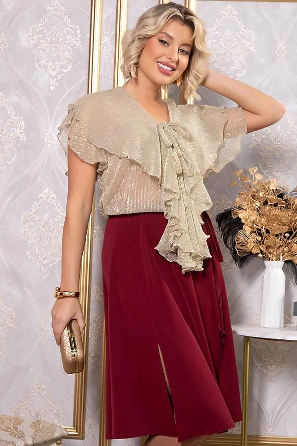 Платье LADY TAIGA, бежево-бордовое - фото 2