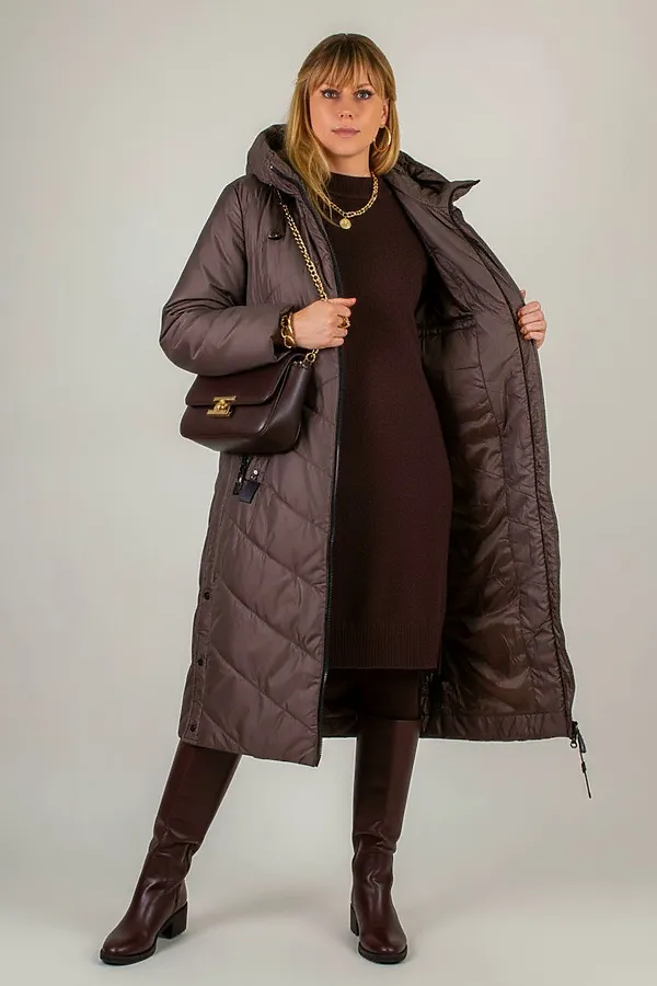 Куртка верблюжья шерсть арт. 2285, Евро-зима НАТАЛИ, коричневый - фото 2