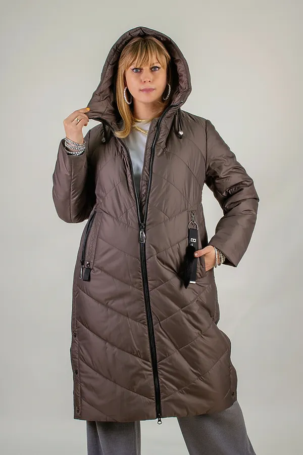 Куртка верблюжья шерсть арт. 2285, Евро-зима НАТАЛИ, коричневый - фото 2